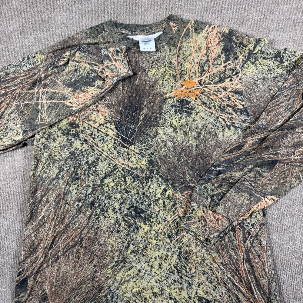 Mossy Oak Brush Camo Shirt Mens MediumCamouflage Long Sleeve Hunting Graphic Tee